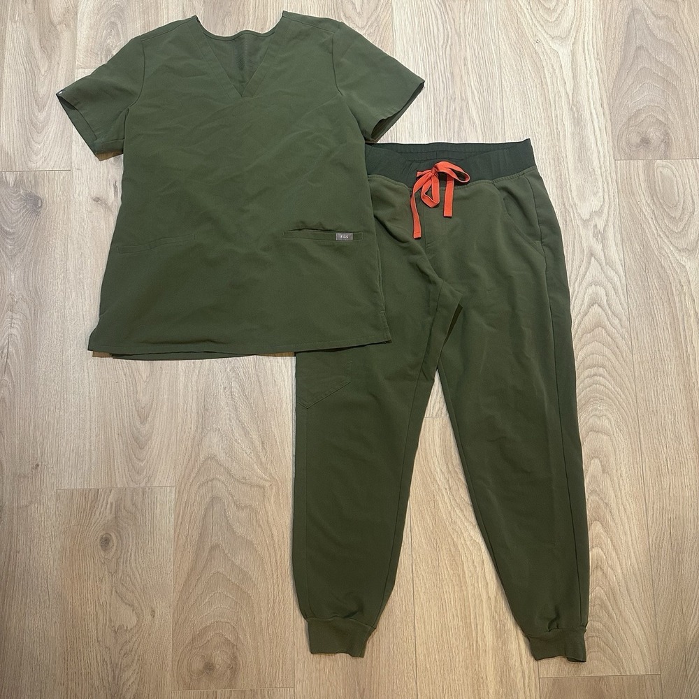 FIGS Dk Olive Scrub Top & Bottom Set Casma Top S Zamora Jogger Pants S/P Limited